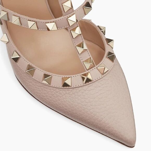 Valentino Rockstud Caged/Dust Bag Grainy Leather Pump in Powder 38.5 $1190 - Picture 9 of 9